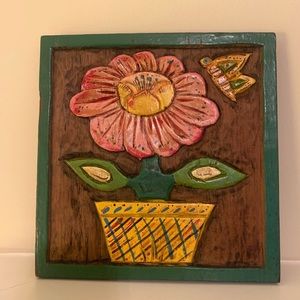 Flower in flower pot Wood Plaque